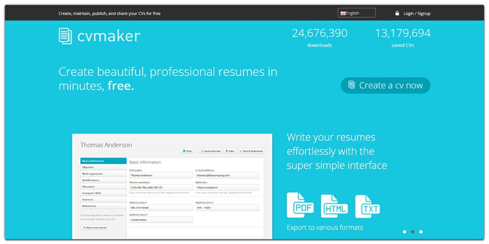 Best Online Resume Builders (Free & Premium) 5 CV Maker Free Online Resumes Builder