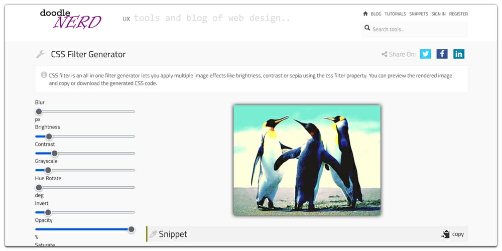 CSS Filter Generators & Libraries 10 Doodlenerd CSS Filter Generator