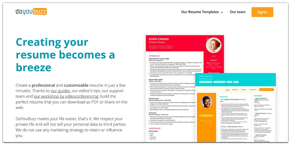 Best Online Resume Builders (Free & Premium) 70 Doyoubuzz Resume Builder