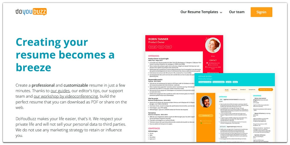 Doyoubuzz Resume Builder