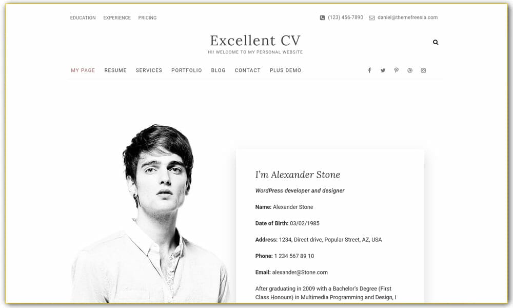 10+ Best Free Resume WordPress Themes 2023 9 Excellent CV