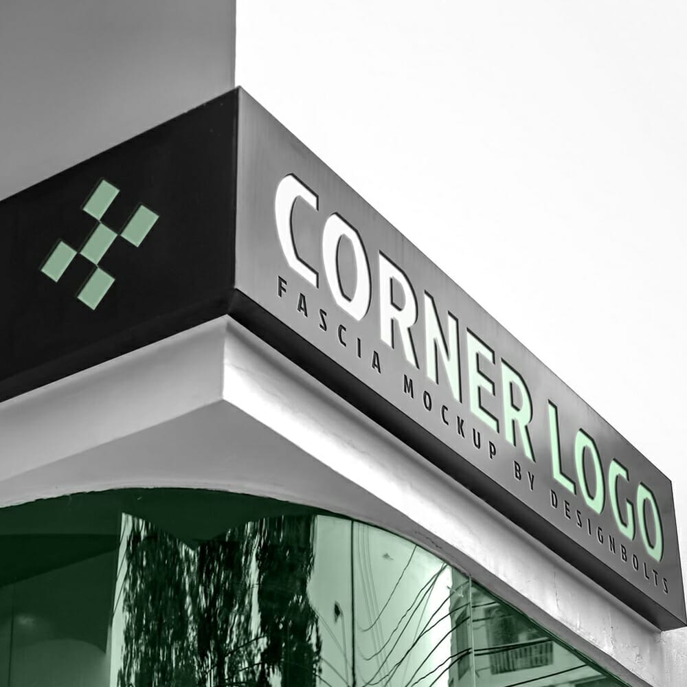 Free Corner Fascia Logo Mockup PSD 1 Free Corner Fascia Logo Mockup PSD