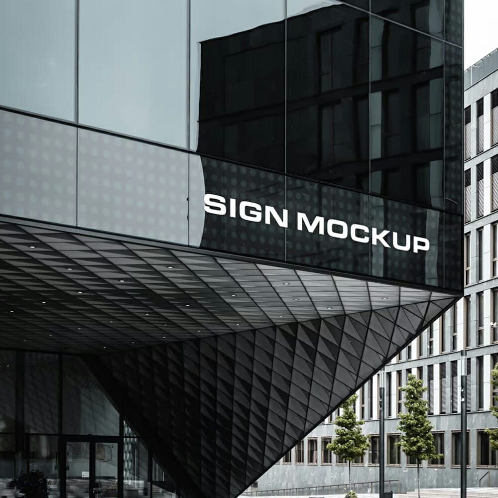 Free Sign On Corporate Building Mockup PSD 1 Free Sign On Corporate Building Mockup PSD