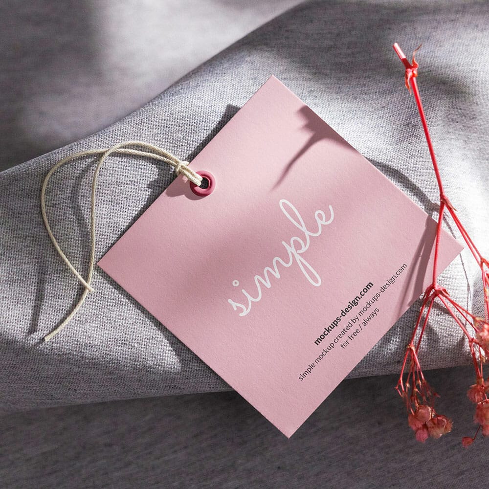 Free Square Label Tag On Material Mockup PSD 1 Free Square Label Tag On Material Mockup PSD