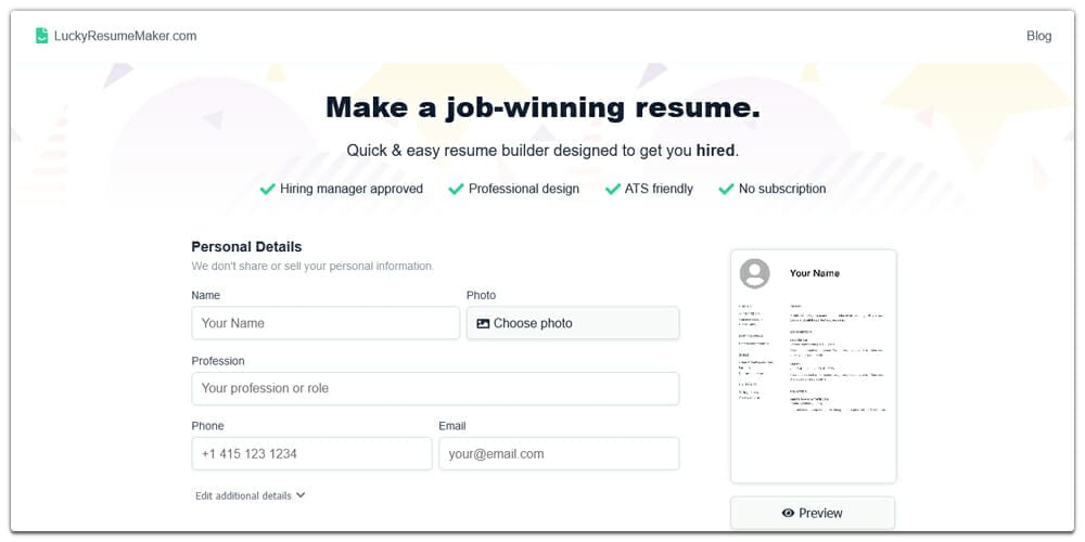 Best Online Resume Builders (Free & Premium) 21 LuckyResumeMaker