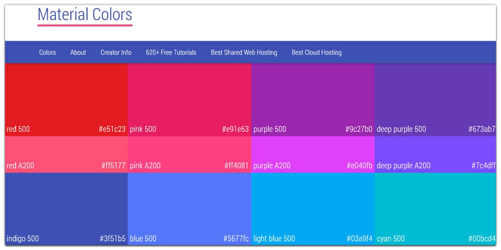 Tools for generating Material Design Color Palettes 1 Material Colors