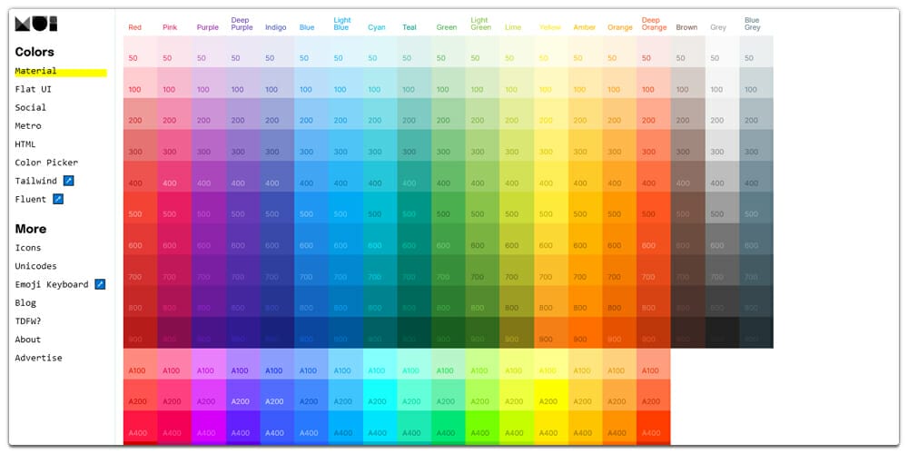 Tools for generating Material Design Color Palettes 3 Material UI