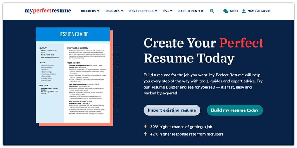 Best Online Resume Builders (Free & Premium) 66 My Perfect Resume