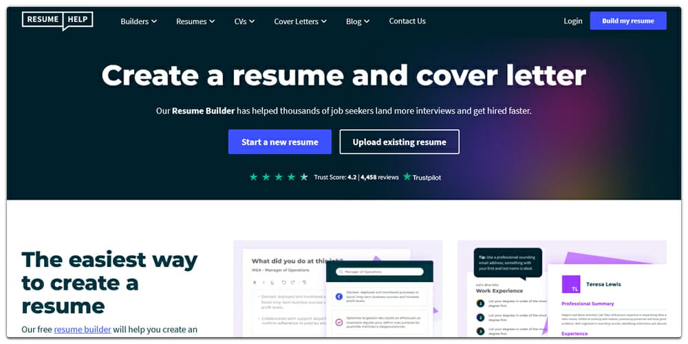 Best Online Resume Builders (Free & Premium) 71 Resumehelp CV Maker