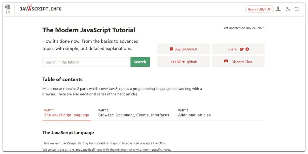 The Modern JavaScript Tutorial