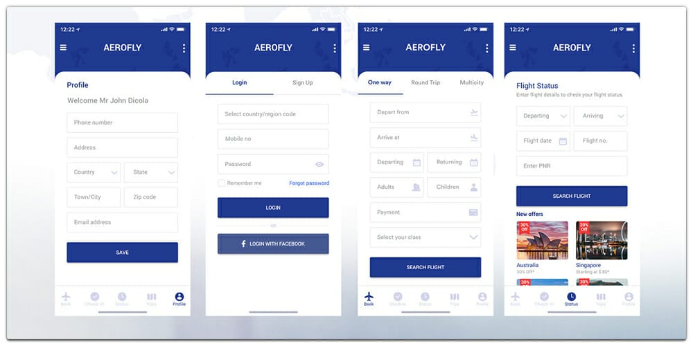 Latest Free Mobile App UI PSD Designs 11 Aerofly UI Kit PSD