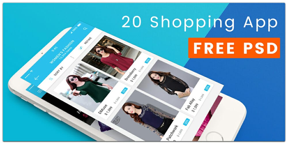 Latest Free Mobile App UI PSD Designs 37 Blue Color Shopping Mobile App UI PSD