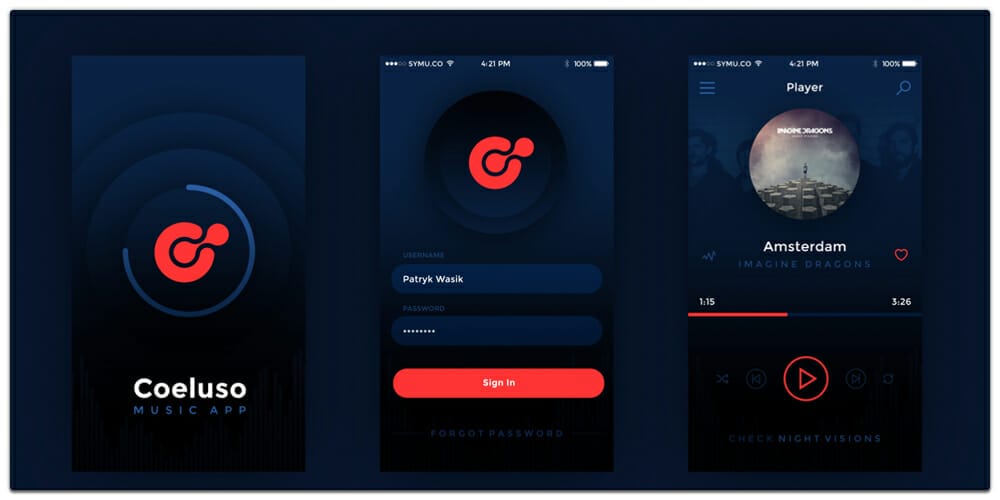 Coeluso Mobile App UI PSD