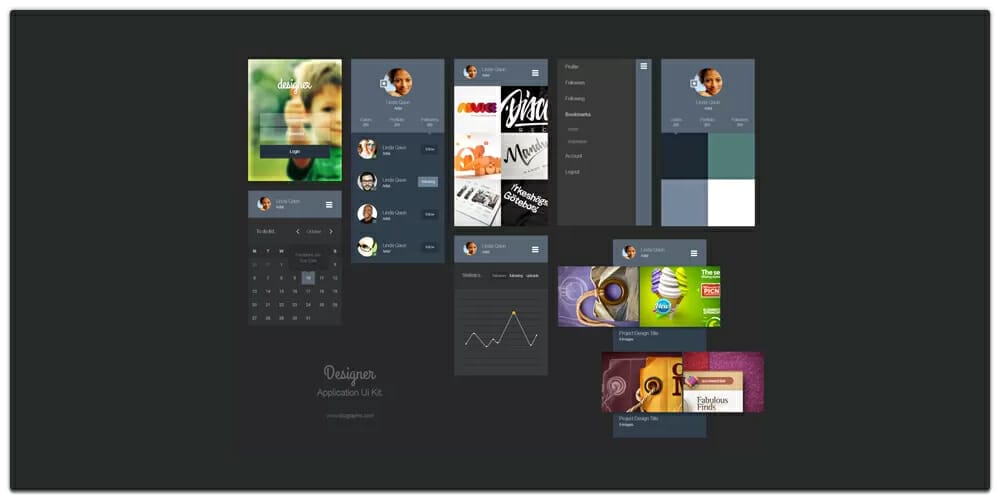 Designer Portfolio App Ui Kit PSD