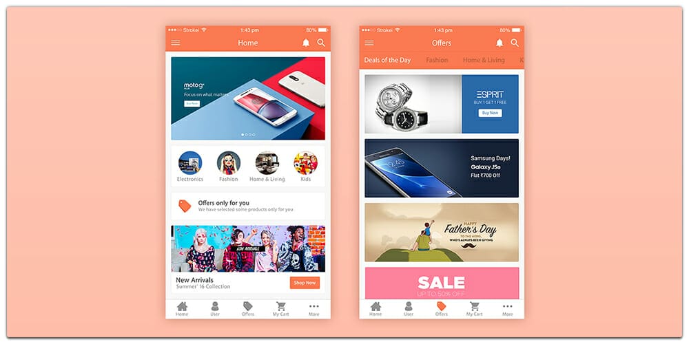 Latest Free Mobile App UI PSD Designs 92 E commerce App UI PSD