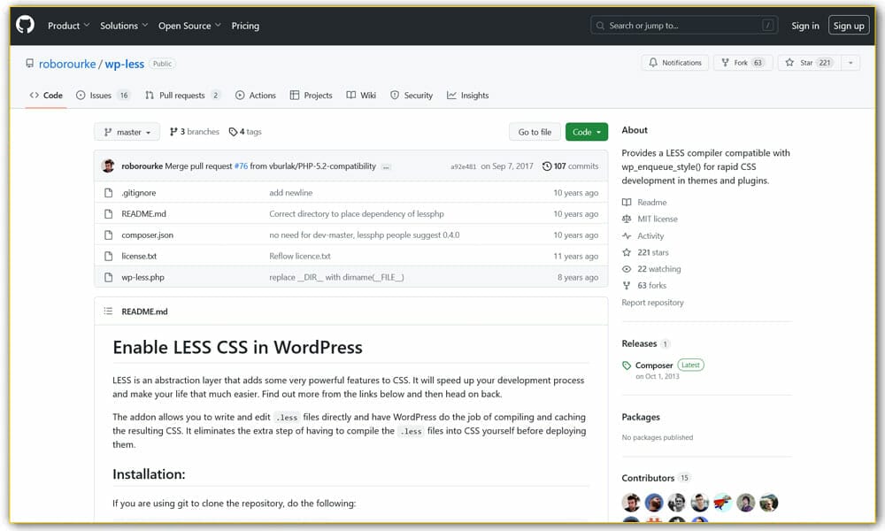 Enable LESS CSS in WordPress