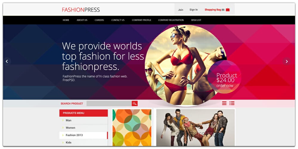 Fashionpress Web Template PSD