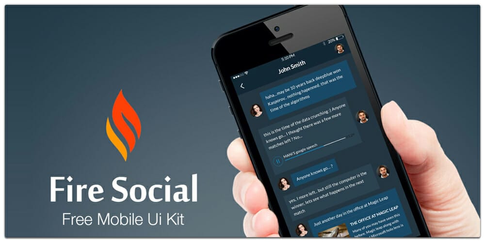 Latest Free Mobile App UI PSD Designs 98 Fire Social App UI Kit PSD