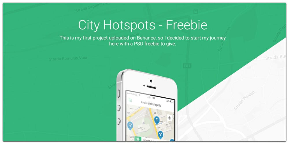 Latest Free Mobile App UI PSD Designs 116 Flat Hotspots App UI PSD