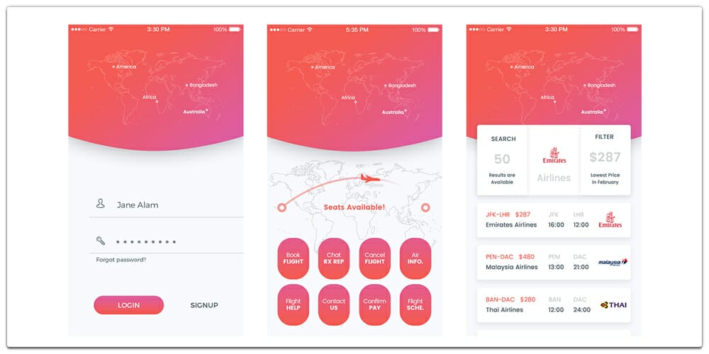 Latest Free Mobile App UI PSD Designs 7 Flight 71