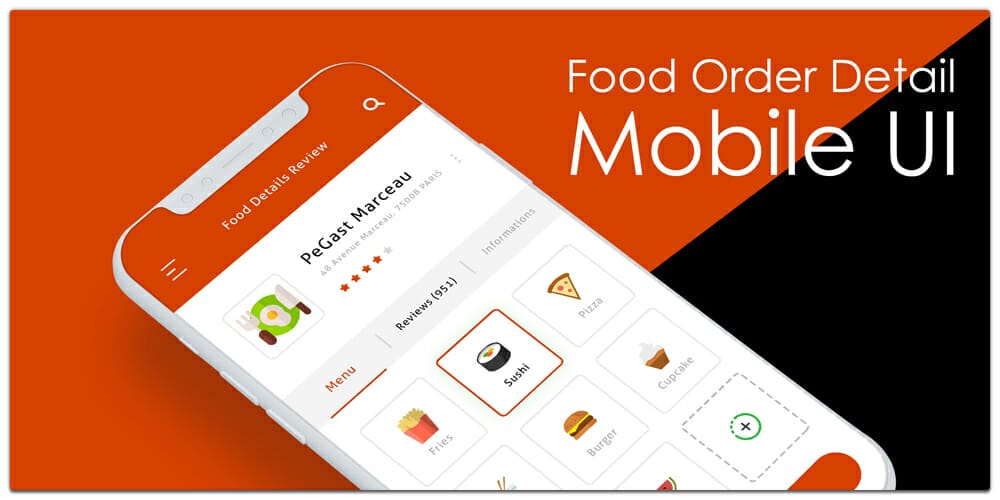 Latest Free Mobile App UI PSD Designs 48 Food Order Detail Page UI for App