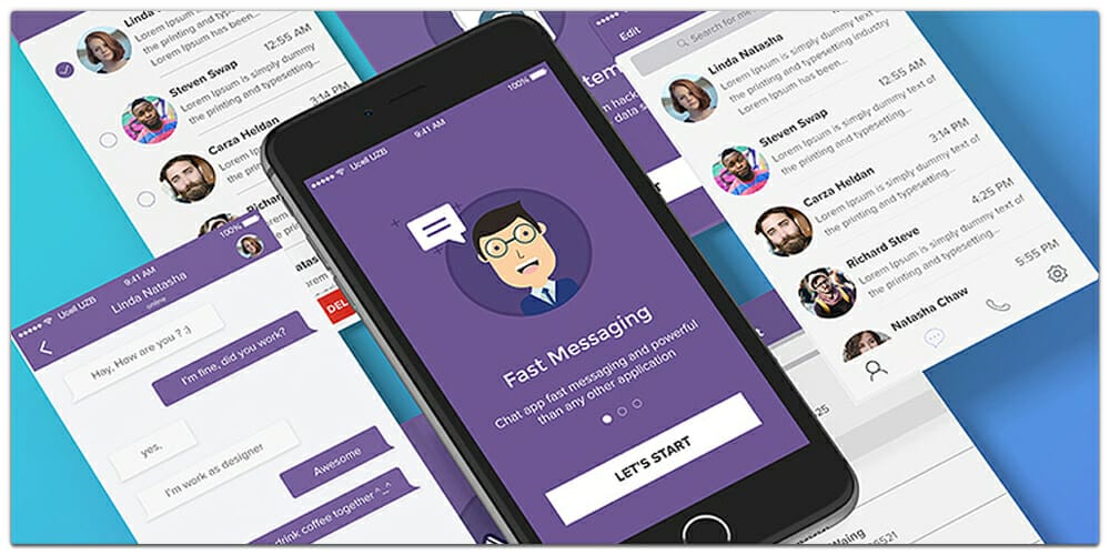 Latest Free Mobile App UI PSD Designs 71 Free Chat App UI Kit PSD