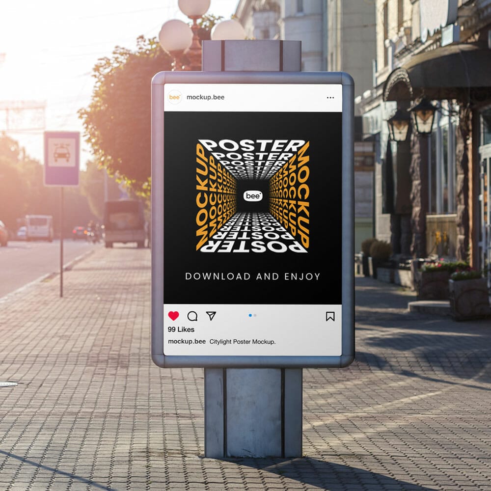 Free Citylight Poster Mockup PSD 1 Free Citylight Poster Mockup PSD