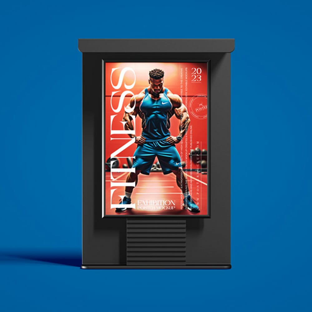 Free Exhibition 3D Display Poster Mockup PSD 1 Free Exhibition 3D Display Poster Mockup PSD