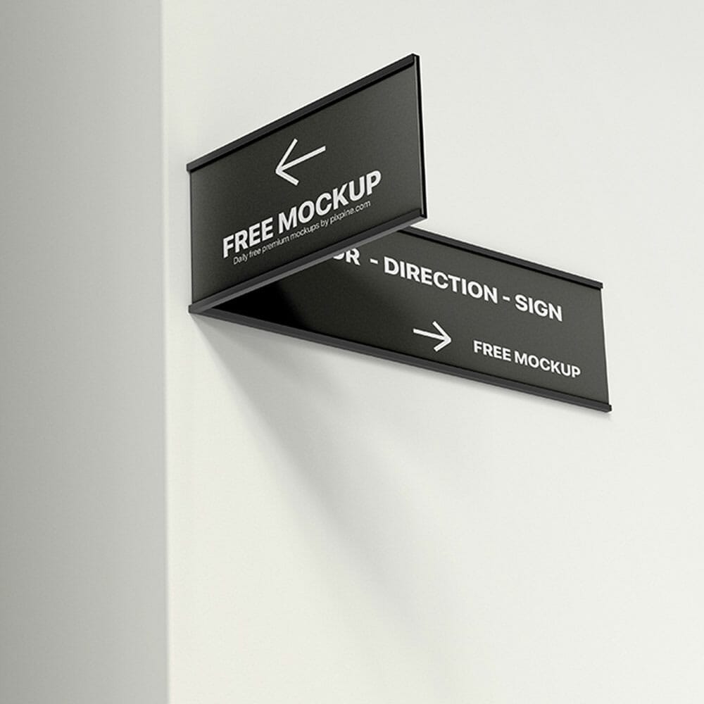 Free Indoor Direction Sign Mockup PSD 1 Free Indoor Direction Sign Mockup PSD