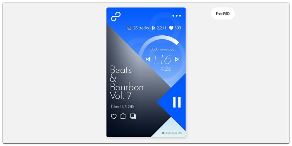 Latest Free Mobile App UI PSD Designs 105 Free Music App PSD