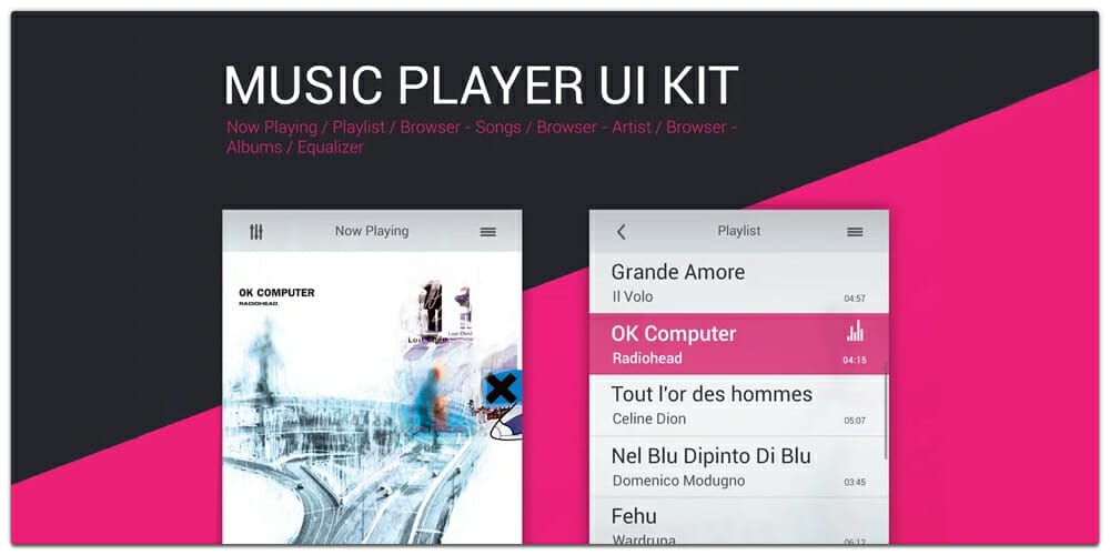 Latest Free Mobile App UI PSD Designs 94 Free Music Player UI Kit PSD