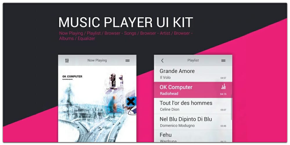 Free Music Player UI Kit PSD