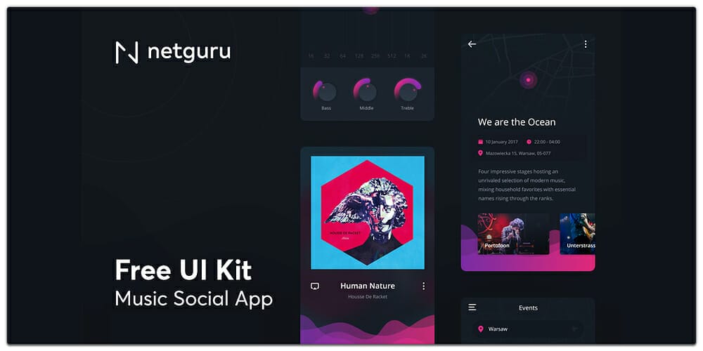 Free Music Social App UI PSD