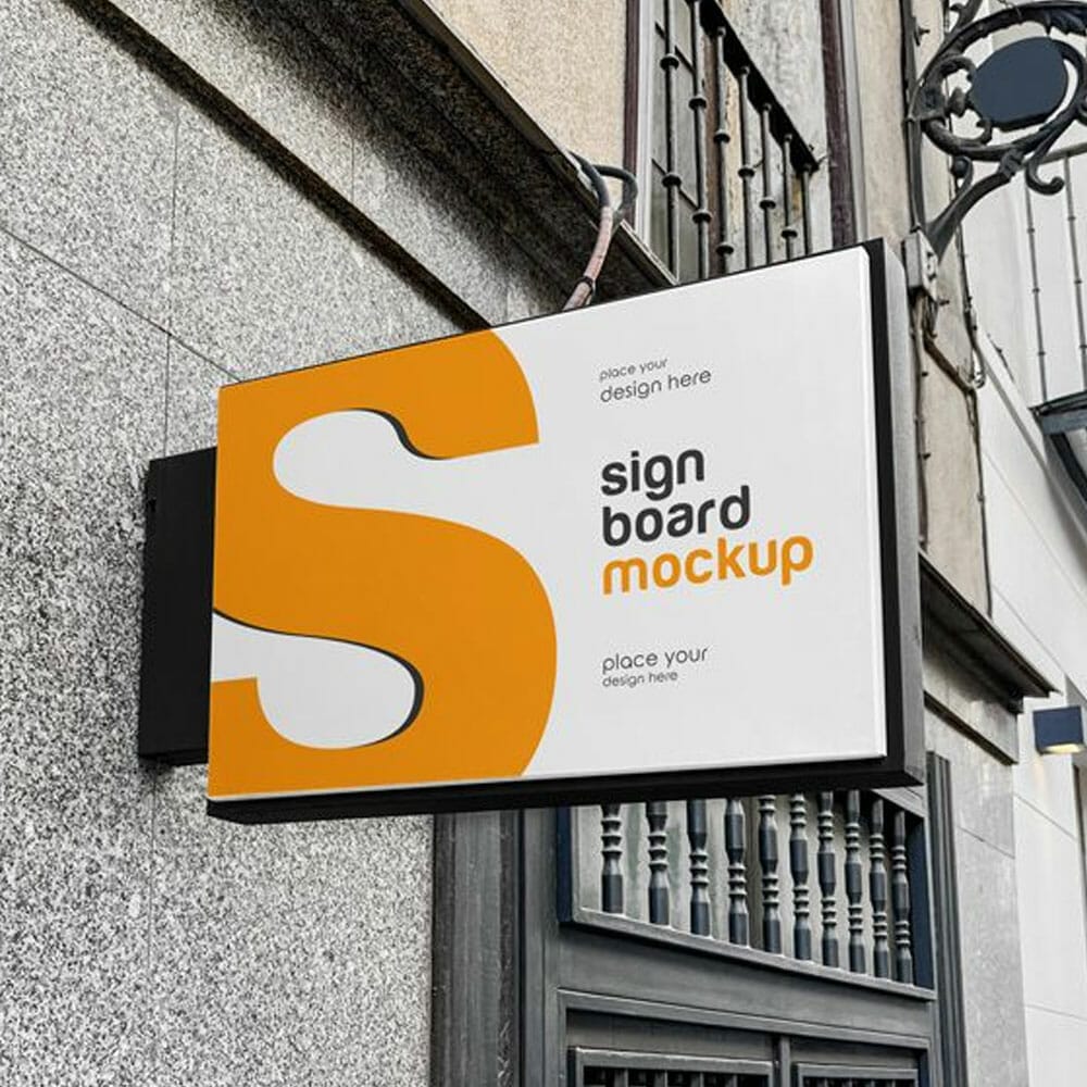 Free Rectangular Signboard Mockup PSD 1 Free Rectangular Signboard Mockup PSD
