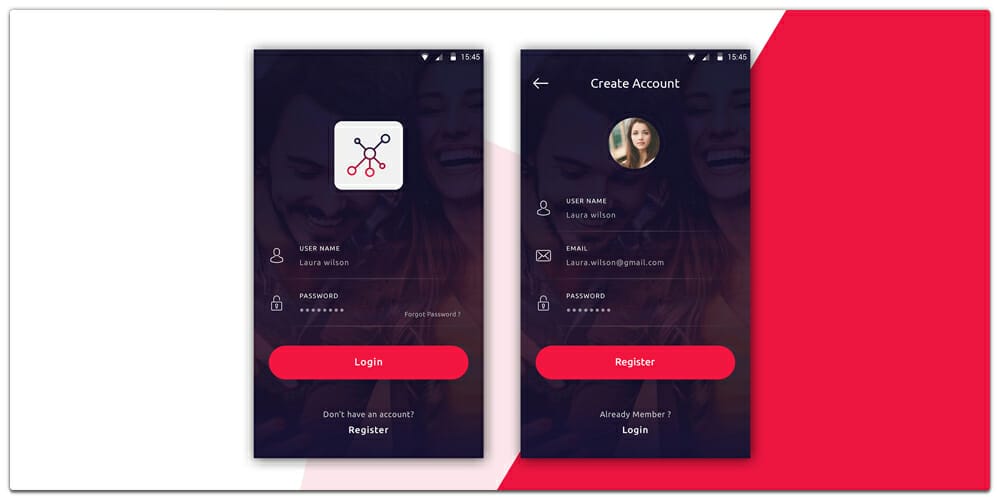 Free Social App UI PSD for Mobile App