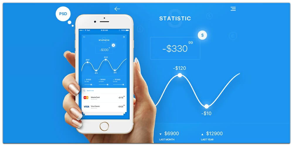 Free Statistics App UI PSD