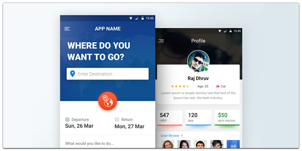 Latest Free Mobile App UI PSD Designs 63 Free Traveling Mobile App UI PSD
