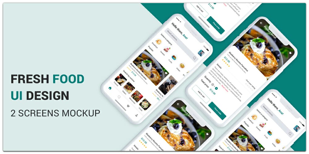 Fresh Food Mobile App Ui Designs PSD