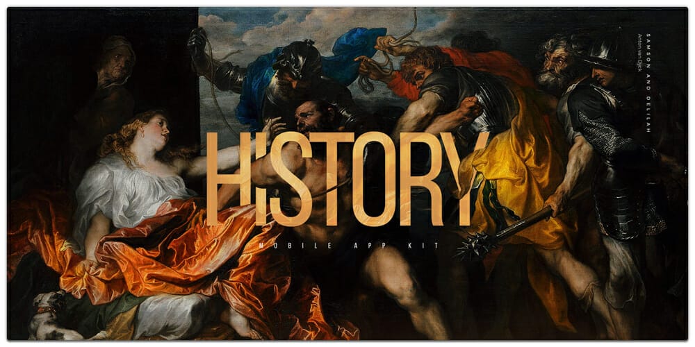 Latest Free Mobile App UI PSD Designs 50 History Mobile App Kit PSD