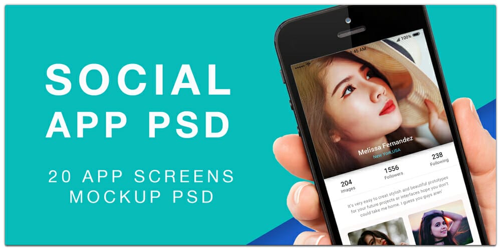 Material Design Social App UI PSD