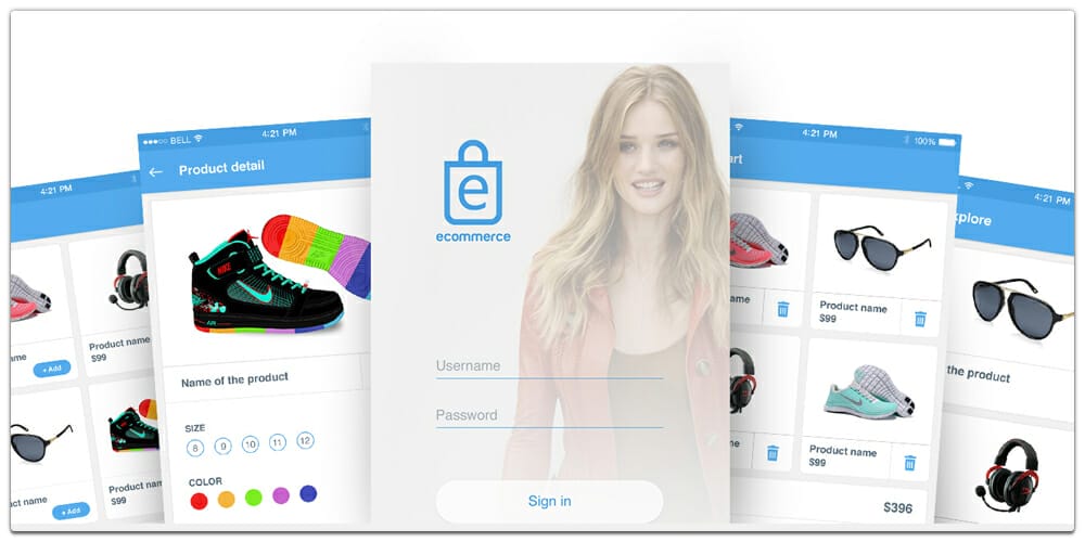 Latest Free Mobile App UI PSD Designs 111 Material style eCommerce App UI PSD for iOS