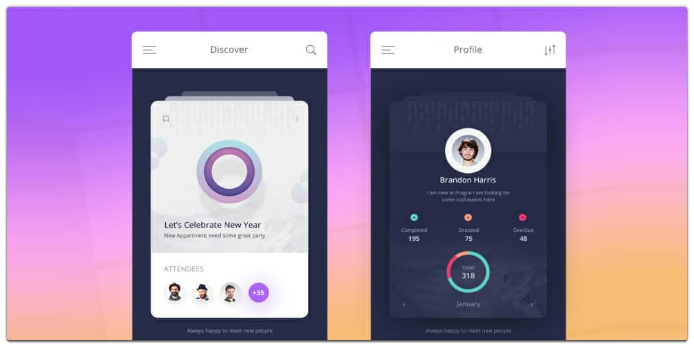 Mobile App UI Design PSD