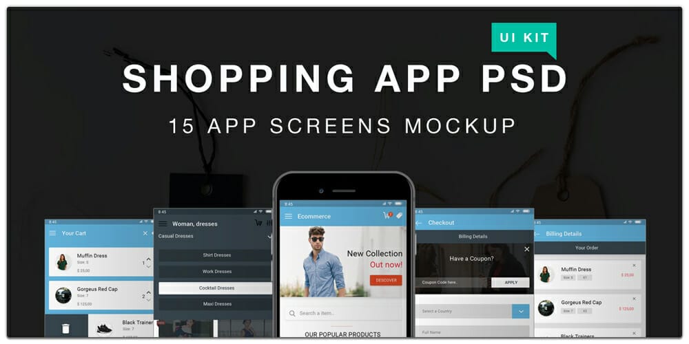 Latest Free Mobile App UI PSD Designs 33 Modern and Stylish Shopping App UI PSD