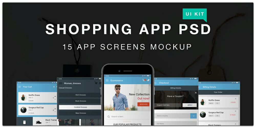 Modern and Stylish Shopping App UI PSD