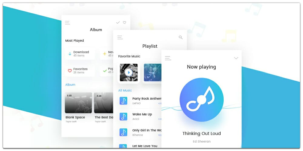 Latest Free Mobile App UI PSD Designs 96 Music Mobile App UI PSD