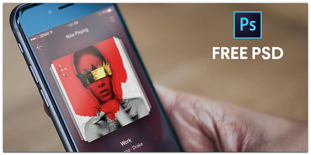 Latest Free Mobile App UI PSD Designs 146 Music Player Screen PSD