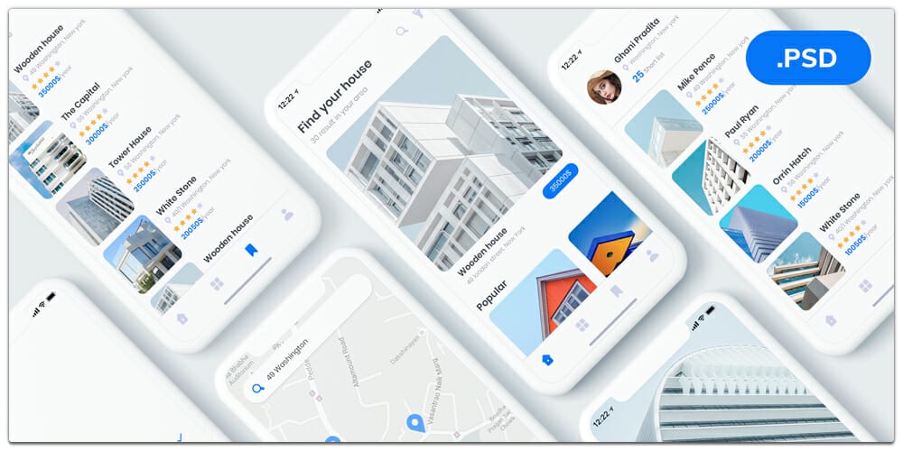 Property Rental Mobile App UI PSD