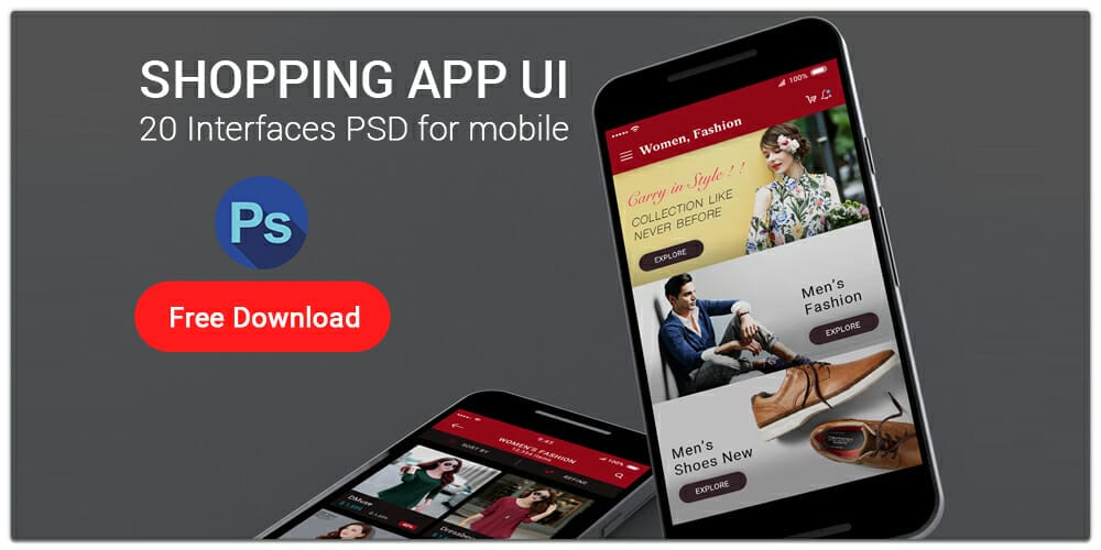 Latest Free Mobile App UI PSD Designs 38 Shopping Mobile App UI Design PSD