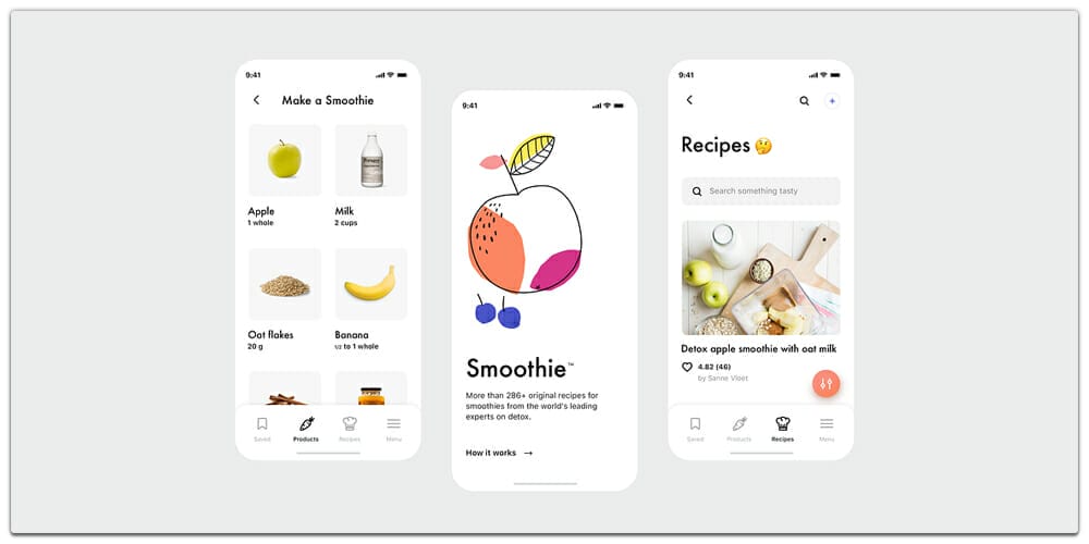 Latest Free Mobile App UI PSD Designs 4 Smoothie Maker App