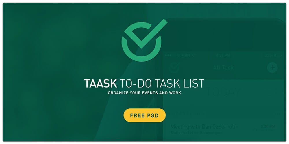 Taask Mobile App PSD